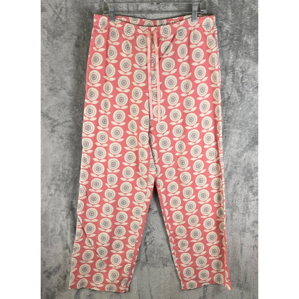 Garnet Hill Pajama Pants Womens Large Pink Very Good Floral Cotton Lounge